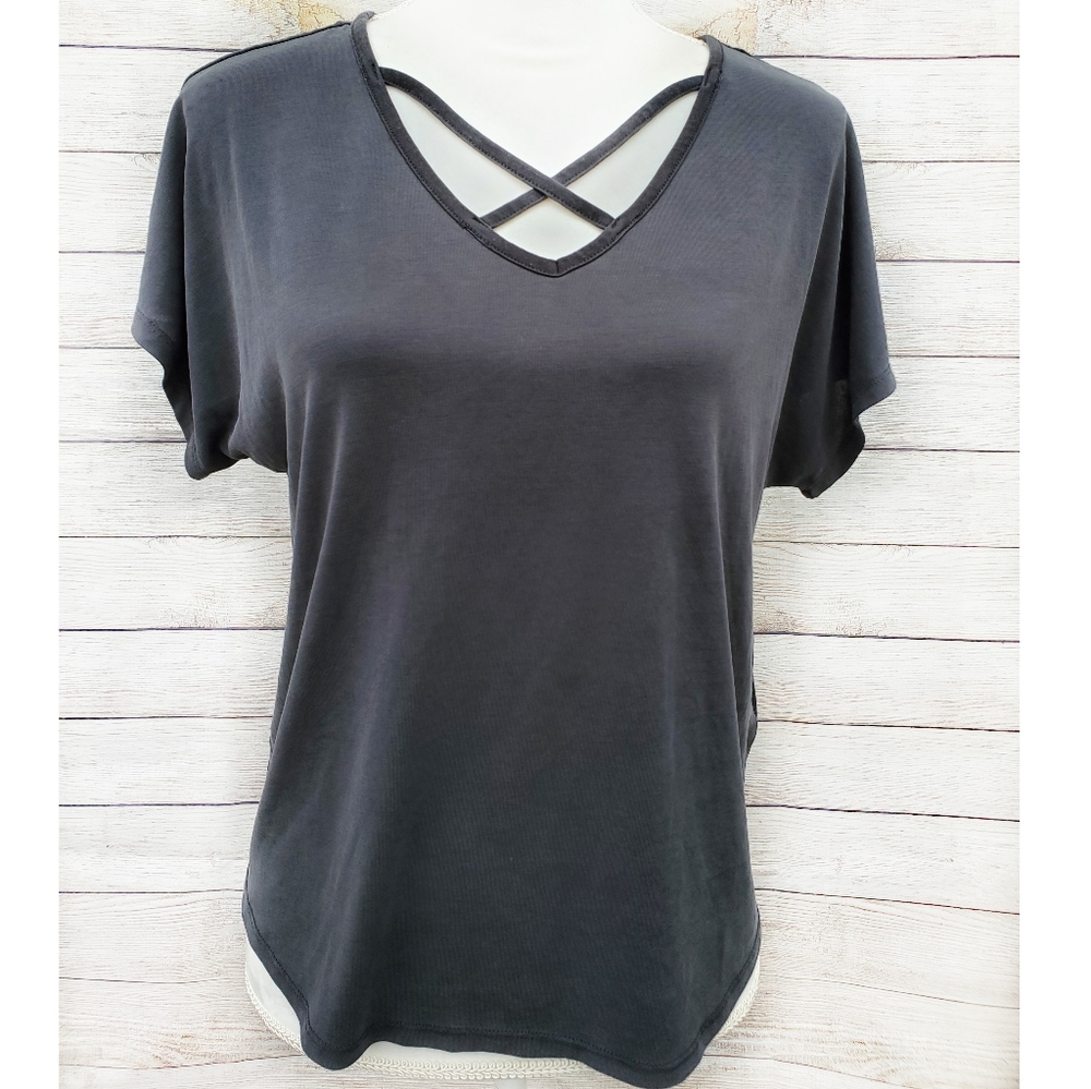 Pink Republic V-Neck Criss Cross Front Blouse